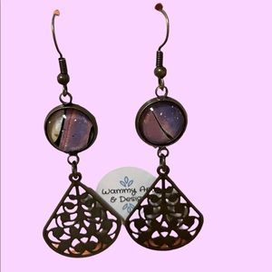Handmade antique brass hanging earrings